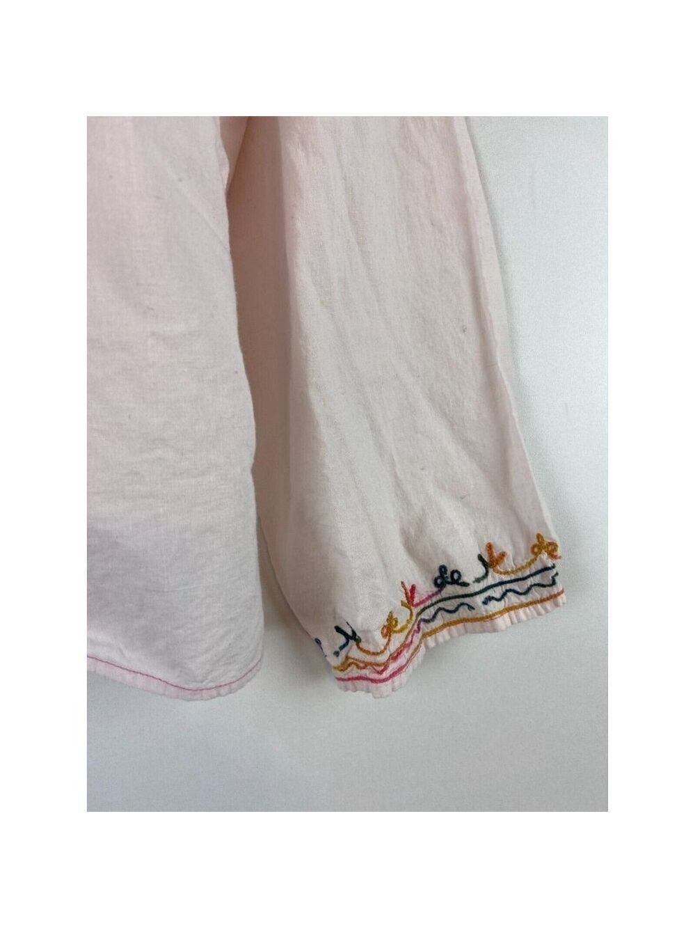 Women's Pale Pink Embroidered Cotton Blouse Size M - Picture 8 of 9